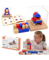 Viga Wooden 3D Montessori Block Building Game