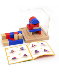 Viga koka 3D Montessori bloku veidošanas spēle