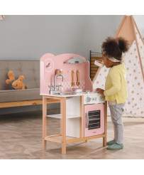 VIGA PolarB Wooden Kitchen with Accessories Silver - Pink