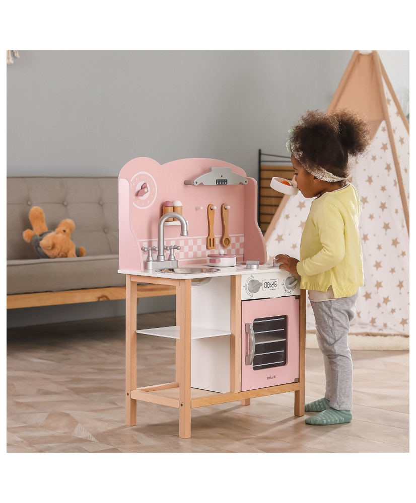 VIGA PolarB Wooden Kitchen with Accessories Silver - Pink