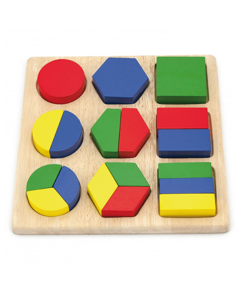 Drewniana układanka Viga Wzory Figury Geometryczne 18 Elementów Montessori
