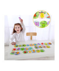TOOKY TOY Wooden Puzzle Montessori Puzzle Learning the Alphabet Letters Words Alphabet Thick Blocks 26 pcs.