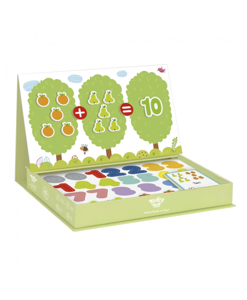 TOOKY TOY Koka magnētiskā spēle Montessori Puzle bērniem, kas mācās skaitīt augļus, skaitļus 81 gab.