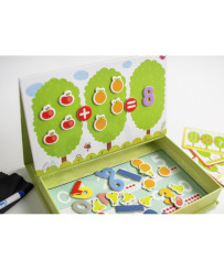 TOOKY TOY Koka magnētiskā spēle Montessori Puzle bērniem, kas mācās skaitīt augļus, skaitļus 81 gab.