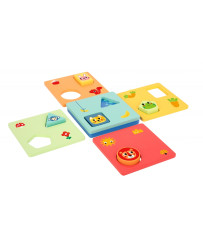 TOOKY TOY Montessori Puzzle Shapes and Colors Animals 6 Boards FSC