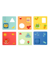 TOOKY TOY Montessori Puzzle Shapes and Colors Animals 6 Boards FSC