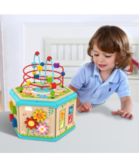 TOOKY TOY Interaktīvā Montessori koka sešstūra atveramā kaste