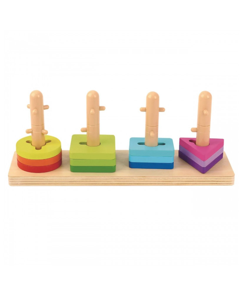 TOOKY TOY Sorter Kształtów z Kolorowymi Blokami Montessori