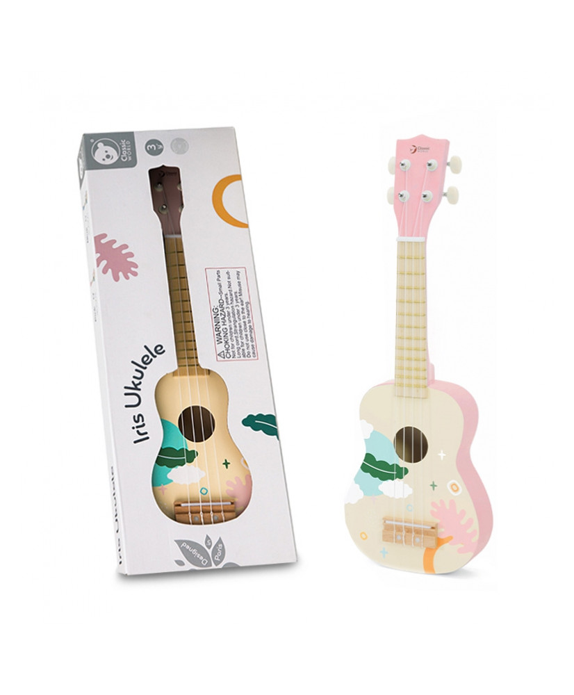 CLASSIC WORLD Drewniane Ukulele Gitara dla Dzieci Różowa