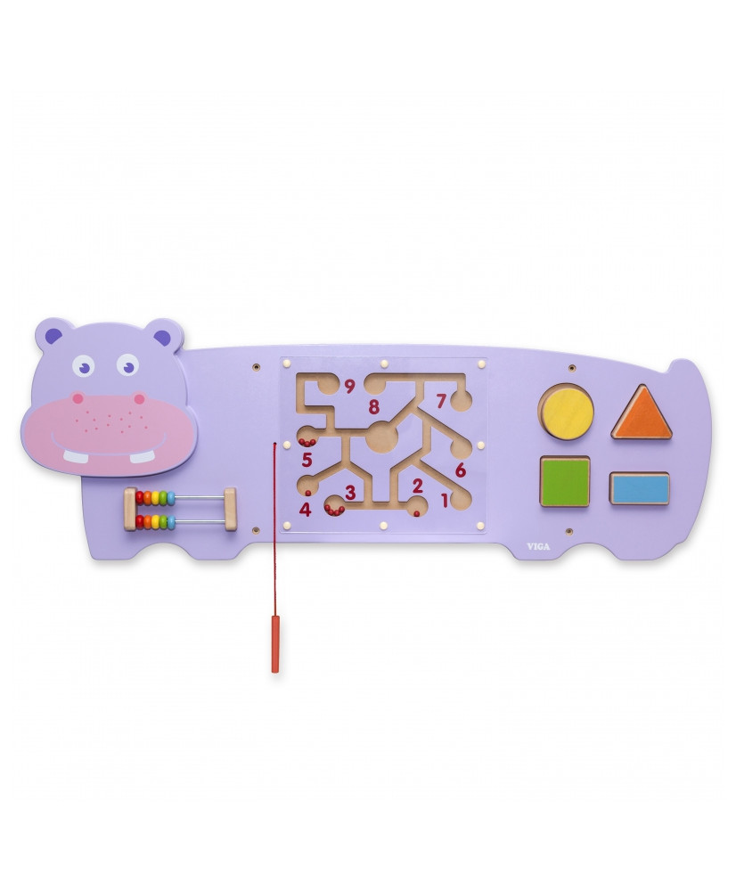 Sensoryczna tablica manipulacyjna Hipopotams drewniana Viga Toys Montessori
