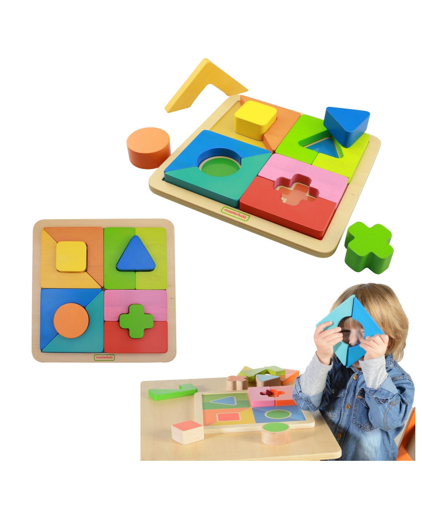 Drevnija puzzle Geometricczne 12 Elementów Masterkidz Montessori