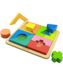 Drewniane Puzzle Geometryczne 12 Elementów Masterkidz Montessori