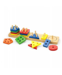 Viga Drewniane Klocki z sorterem kształtów Montessori