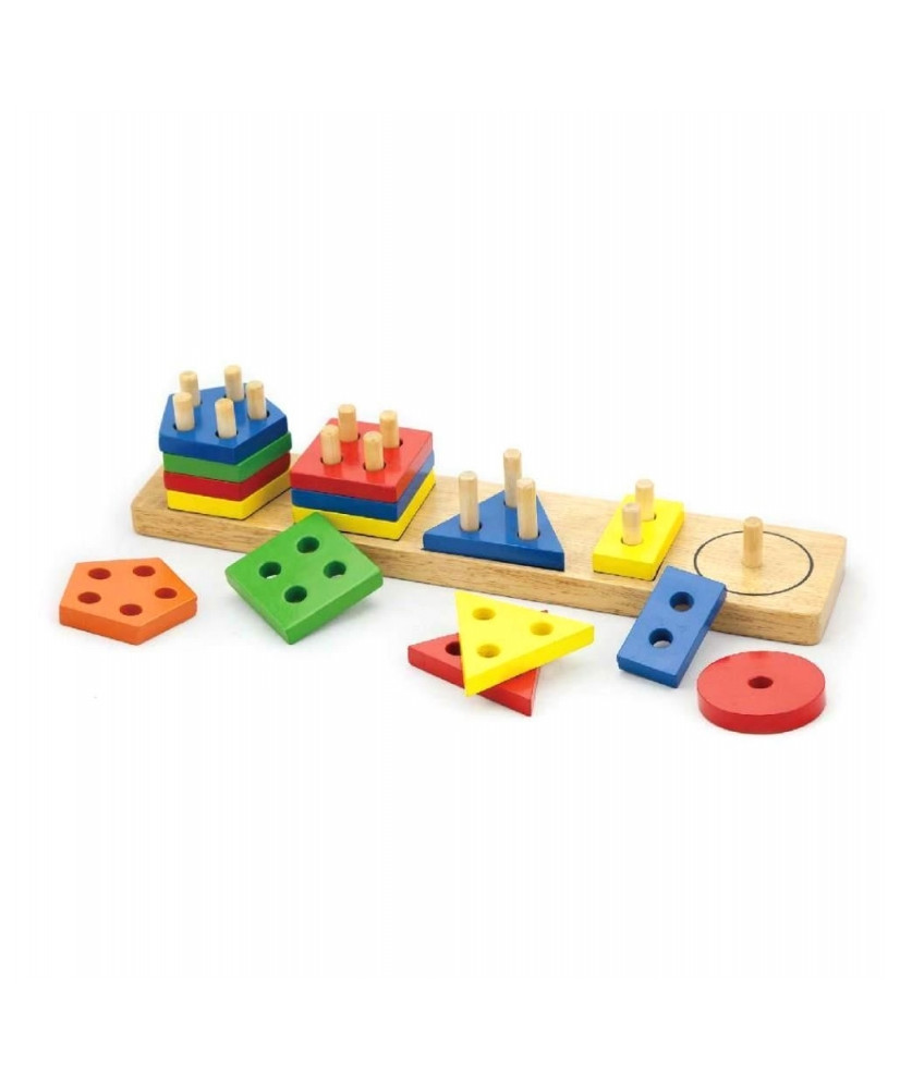 Viga Wooden Blocks with a Montessori shape sorter