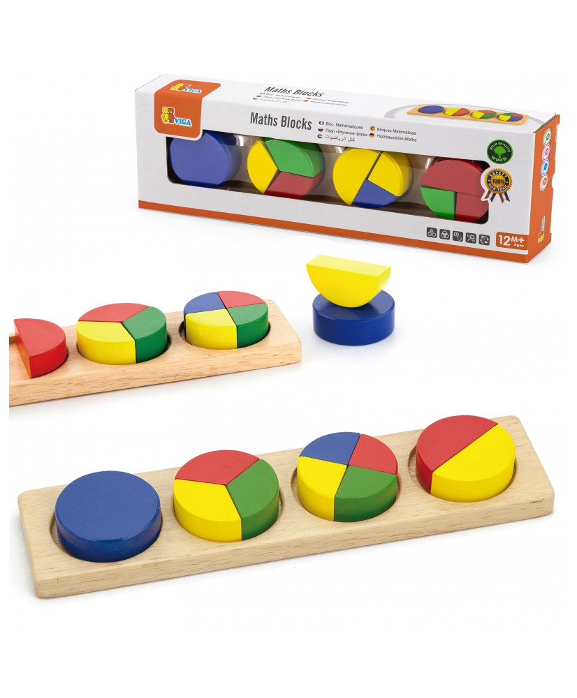 Wooden Puzzle Viga Mathematical Blocks Fractions 11 Montessori Elements