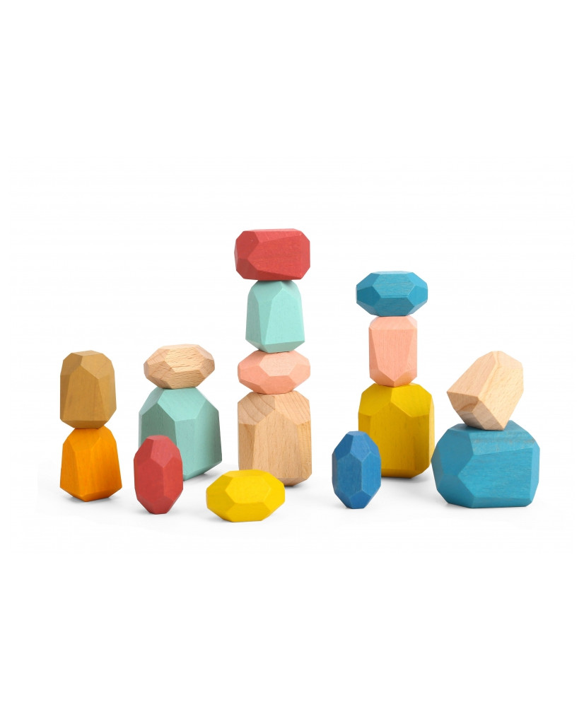 TOOKY TOY Wooden Blocks Balancing Pebbles Montessori Educational 16 pcs. FSC certified