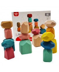 TOOKY TOY Wooden Blocks Balancing Pebbles Montessori Educational 16 pcs. FSC certified