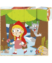 TOOKY TOY Wooden Blocks Puzzle Montessori Little Red Riding Hood Puzzle + Book 17 pcs.
