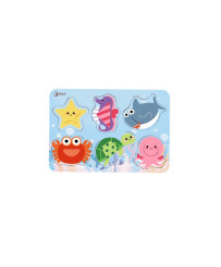 CLASSIC WORLD Puzzle Blocks Puzle bērniem Jūras dzīvnieki Match Apgūstot Formas Krāsas 6 gab.