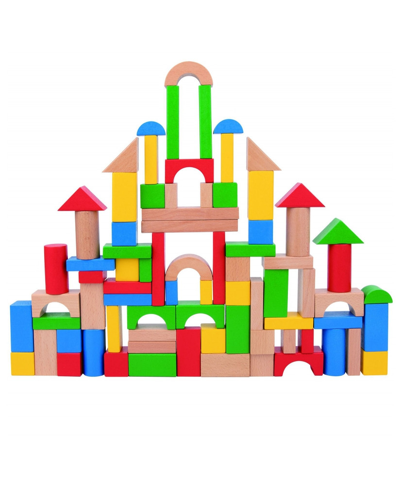 TOOKY TOY Wooden Colorful Blocks for Assembling Montessori Figures