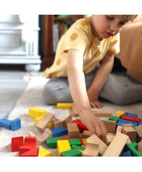 TOOKY TOY Wooden Colorful Blocks for Assembling Montessori Figures