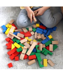 TOOKY TOY Drewniane Kolorowe Klocki Do Układania Figury Montessori