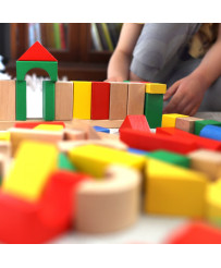 TOOKY TOY Wooden Colorful Blocks for Assembling Montessori Figures