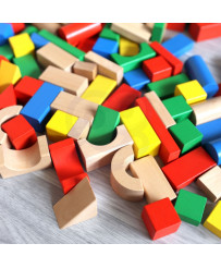 TOOKY TOY Wooden Colorful Blocks for Assembling Montessori Figures