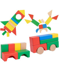 TOOKY TOY Wooden Colorful Blocks for Assembling Montessori Figures