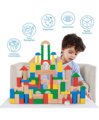 TOOKY TOY Wooden Colorful Blocks for Assembling Montessori Figures