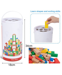 TOOKY TOY Wooden Colorful Blocks for Assembling Montessori Figures