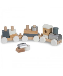 Wooden Railway with towing carriages Viga Toys + Blocks