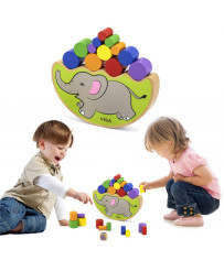 A wooden puzzle The Balancing Elephant Viga Toys Montessori school