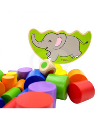 A wooden puzzle The Balancing Elephant Viga Toys Montessori school