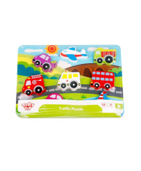 TOOKY TOY Wooden 3D Puzzle Montessori Vehicles Match Shapes