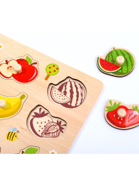 TOOKY TOY Puzzle Drewniana Układanka Montessori Z Pinezkami Warzywa