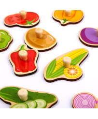 TOOKY TOY Puzzle Wooden Montessori Puzzle With Vegetable Pins