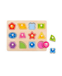 TOOKY TOY Puzzle Montessori Puzzle Learning Shapes with Pins Figures Shapes