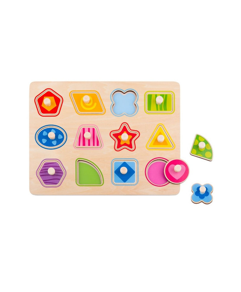 TOOKY TOY Puzzle Montessori Puzzle Learning Shapes with Pins Figures Shapes