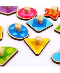 TOOKY TOY Puzzle Montessori Puzzle Learning Shapes with Pins Figures Shapes