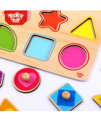 TOOKY TOY Puzzle Montessori Puzzle Learning Shapes with Pins Figures Shapes