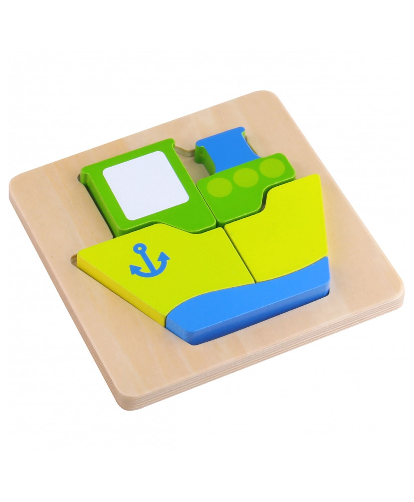 TOOKY TOY Puzzle Montessori Puzzle Thick Blocks Ship 6 pcs.