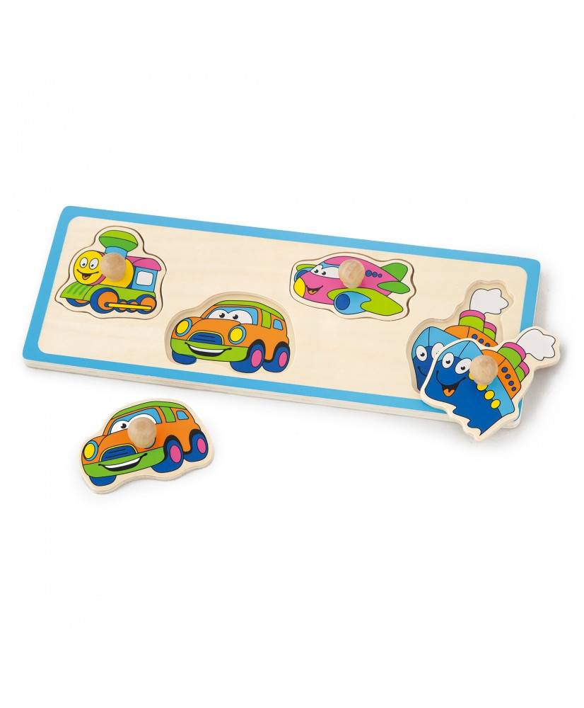 VIGA Wooden Puzzle with Pins Vehicles