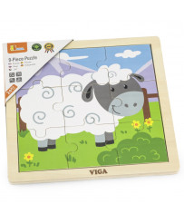 VIGA Handy Wooden Sheep Puzzle, 9 pieces