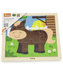 VIGA Handy Wooden Horse Puzzle, 9 pieces