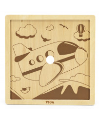 VIGA Poręczne Drewniane Puzzle Samolot 9 elementów