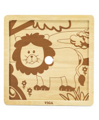 VIGA Handy Wooden Lion Puzzle, 9 pieces