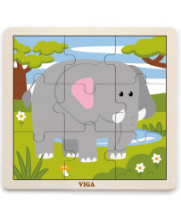 VIGA Handy Wooden Puzzle Elephant 9 pieces