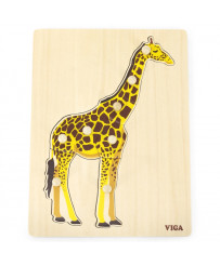 VIGA koka puzle Montessori žirafe ar tapām