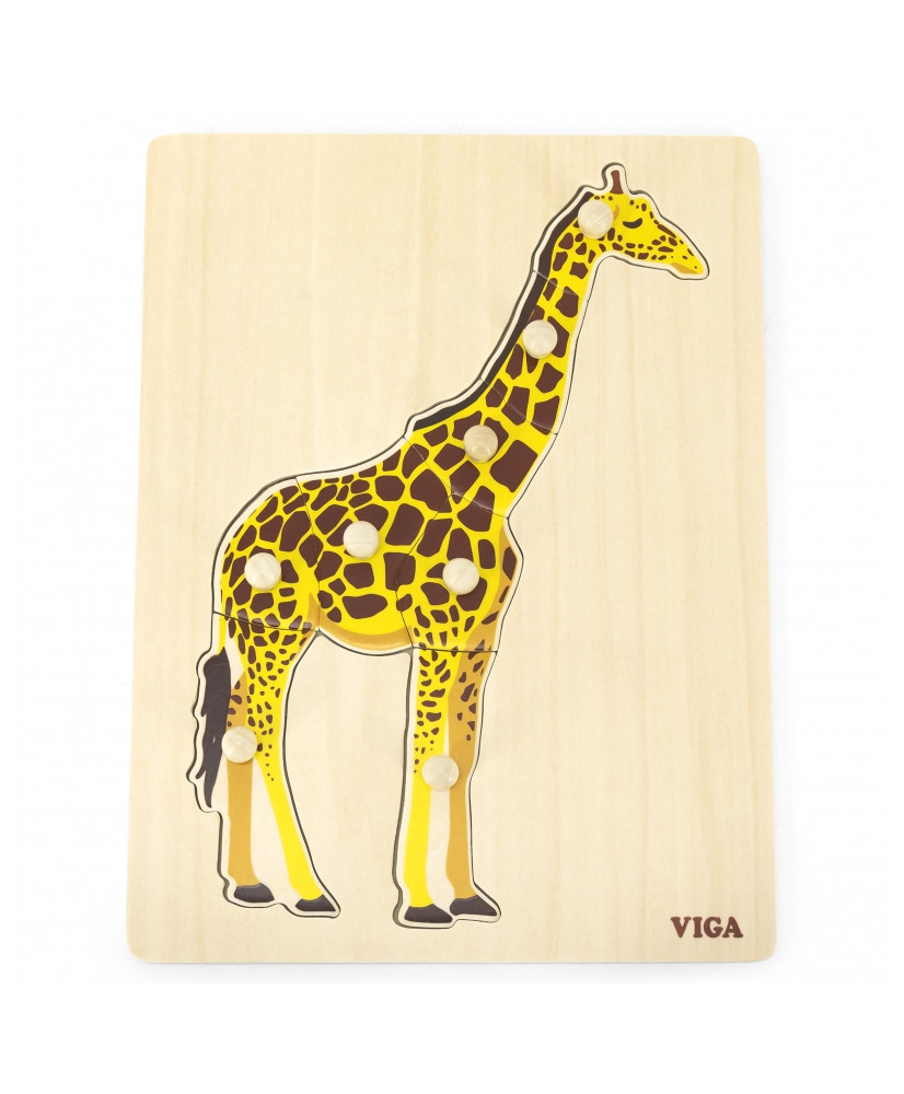 VIGA Drewniane Puzzle Montessori Żyrafa z Pinezkami